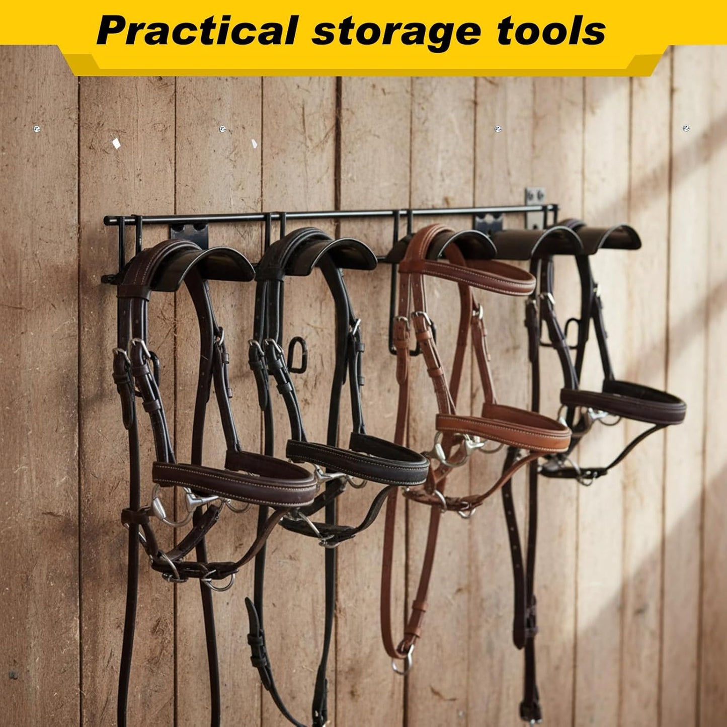Zonon Horse Tack Bridle Hooks Metal Horse Bridle Rack Stall Hanger for Tack Harness Storage Stall Fence Barn Supplies (1 Pcs,Five Hooks)