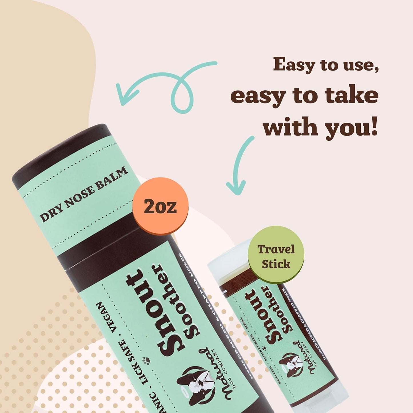Natural Dog Company Snout Soother Travel Stick 0.15 oz – All Natural Dog Nose Balm for Dry, Cracked Snouts – Organic Moisturizing & Soothing Balm – Lick-Safe Mini Snout Care, Made in USA