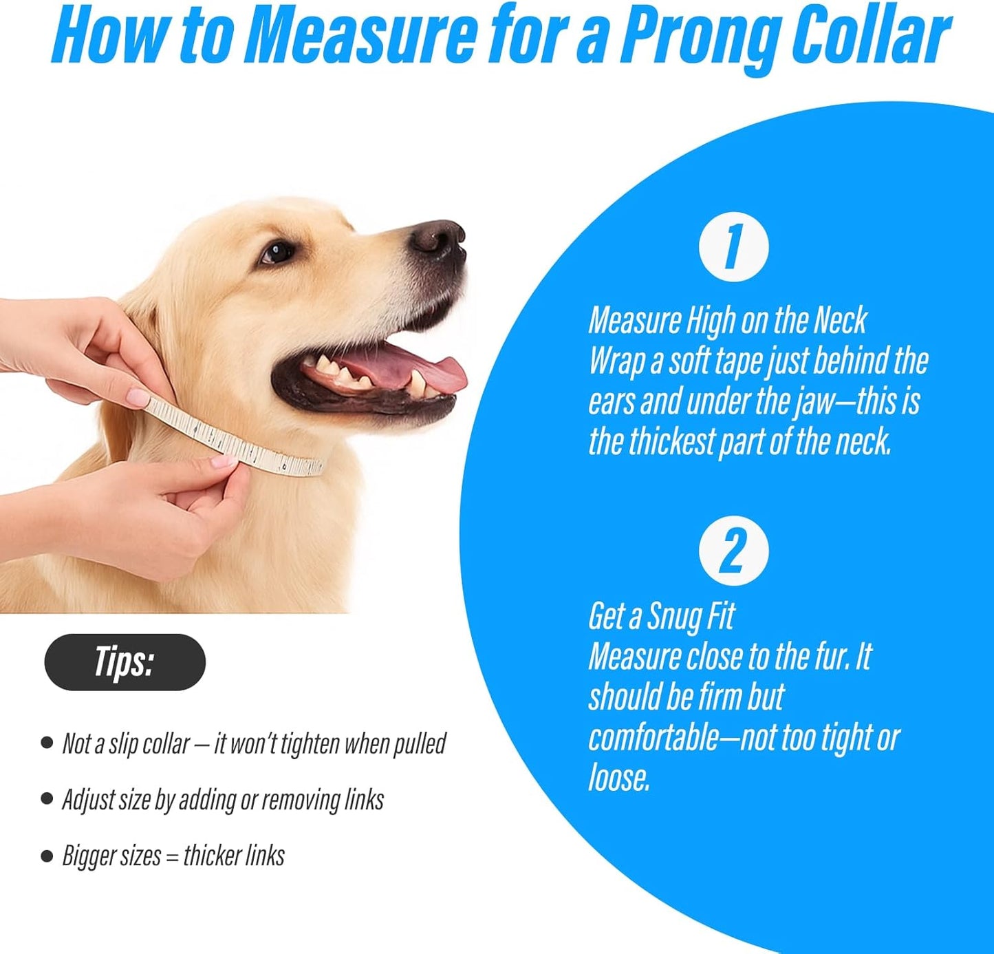 Adjustable Prong Collar for Large Dogs – Durable Metal Dog Collar with Quick Release Buckle, No-Pull Training Pinch Collar for Medium and Large Breeds (L, 20"-21.6")
