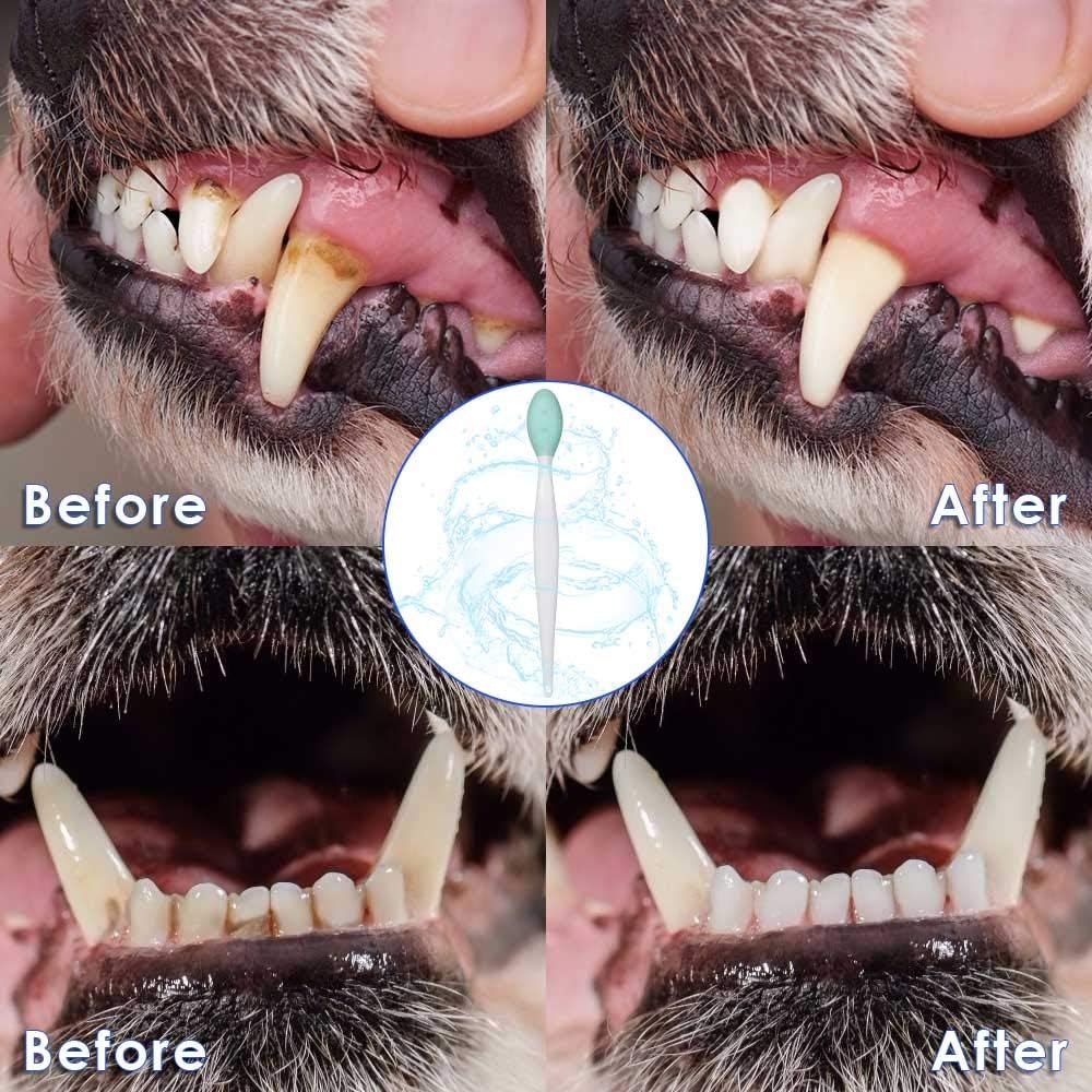 Dog Toothbrush, 4 Packs Silicone Pro Double-Sided Soft Comfort Gentle Dental Brushes Set Kit with 5.7 inches Curved Long Handle for Puppy Small Medium Dogs Cats Most Pet (Set 1)