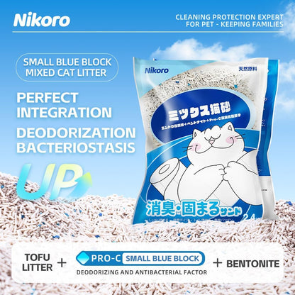 NIKORO Tofu Cat Litter,Strong Clumping Cat Litters,Odor Control and Unscented Ultra Absorbent Water Flushable Bentonite Tofu Cat Litter,Dust Free Scent Free,(5.29 lbs×1Bags)
