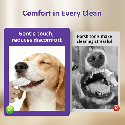 Pet Dental Finger Wipes,Teeth Cleaning Wipes for Dogs & Cats, Cats & Dogs Probiotic Teeth Wipes, Daily Oral Care for Plaque & Tartar Removal, Fresh Breath Support, 50 Count