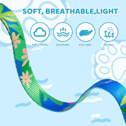 1 Set Cat Harness and Leash, Adjustable Escape Proof Cat Harness, Comfortable Soft Lightweight Design for Daily Walks and Travel, Neck 20-31CM Chest 26-43CM, (Hawaii Green)