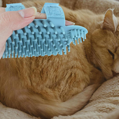 Silicone Cat Massage Comb and Grooming Brush Wall Corner Mounted Soft Pet Massage Tool for Cats Light Green Small Wet and Dry Use Hair Removal
