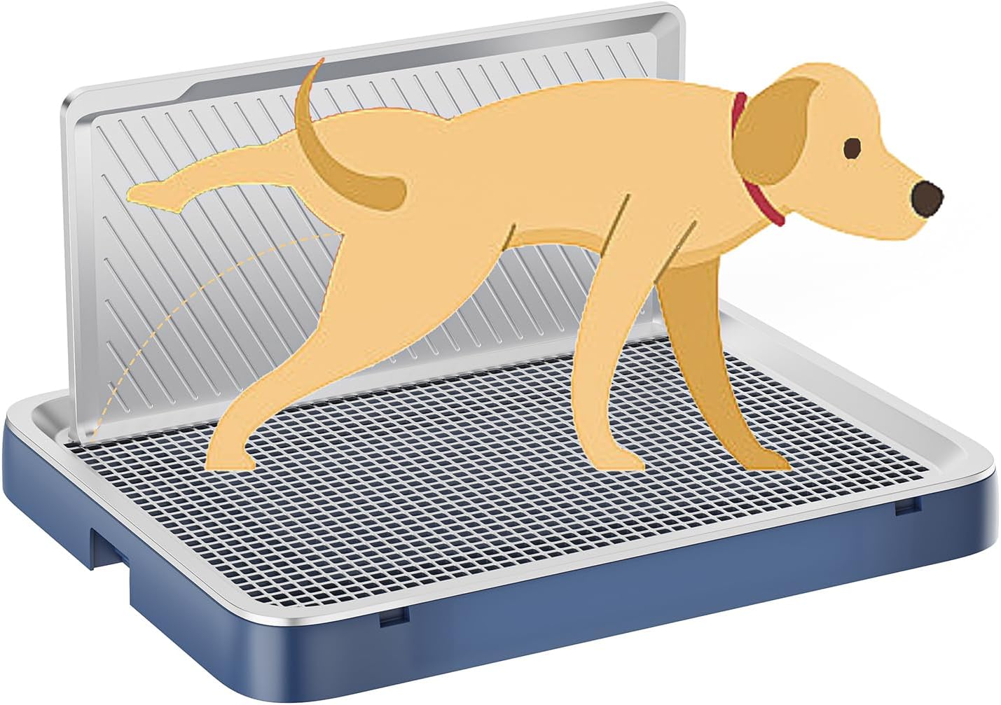 Indoor Dog Potty Tray with High Wall,25.59"X19.69" Pee Pad Holder,Dogs Litter Box,Mesh Training Toilet for Puppy and Small Size Dog,Housebreaking Supplies, Pet Products (Blue)