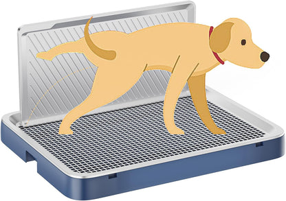 Indoor Dog Potty Tray with High Wall,25.59"X19.69" Pee Pad Holder,Dogs Litter Box,Mesh Training Toilet for Puppy and Small Size Dog,Housebreaking Supplies, Pet Products (Blue)
