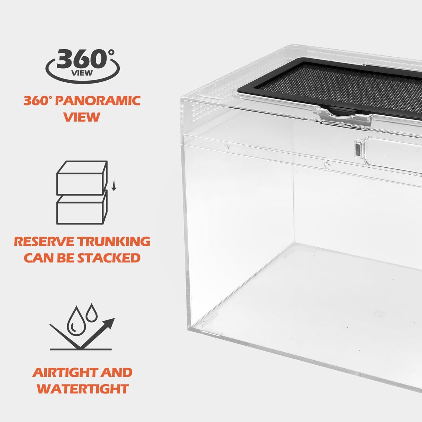 AZV Small Habitat Terrarium Enclosure, and Large Reptile Terrarium,Reptile Tank 15x8x10in Amphibian Isopod Tank Starter Kit with Bearded Dragon Hammock,Heat Lamp,Hide Cave for Geckos Lizard