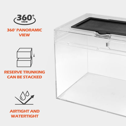 AZV Small Habitat Terrarium Enclosure, and Large Reptile Terrarium,Reptile Tank 15x8x10in Amphibian Isopod Tank Starter Kit with Bearded Dragon Hammock,Heat Lamp,Hide Cave for Geckos Lizard