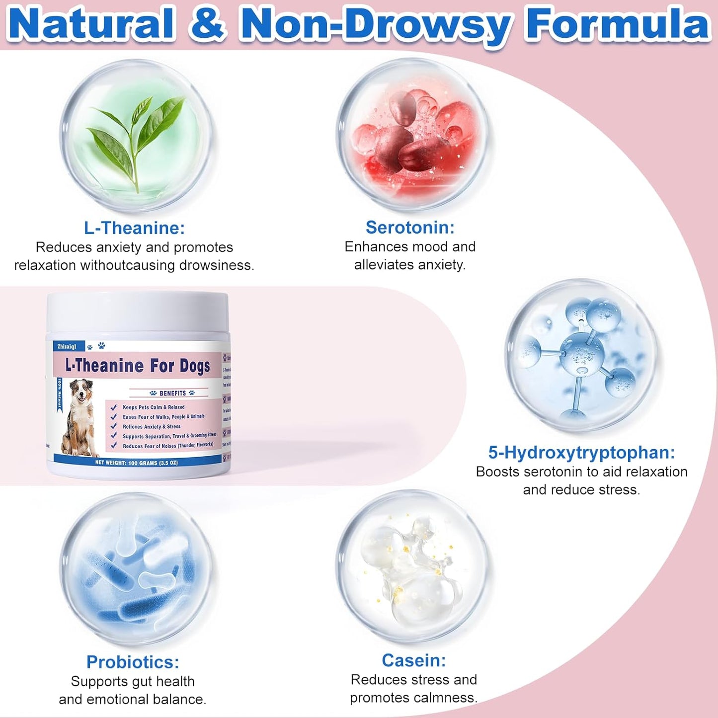 L-Theanine Supplement for Cats & Small Dogs – Helps Keep Pets Calm & Relaxed – for Small, Medium & Large Dogs & All Cats – 100g Powde