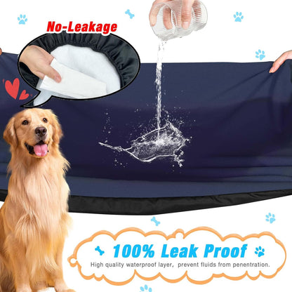 Dog Bed Covers Replacement Washable 100% Waterproof Dog Bed Sheets, Soft & Noiseless Pet Bed Cover, 2 Pack, 44" x 35" Blue