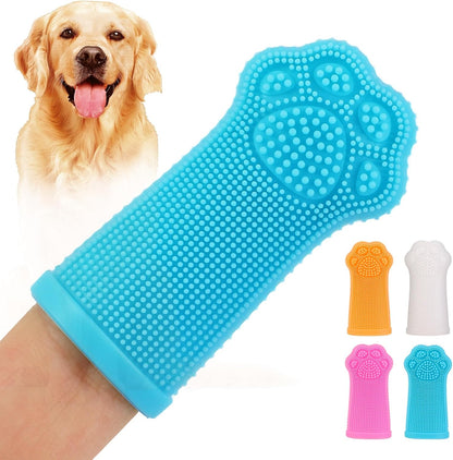 4-Pack Silicone Dog Finger Toothbrush, 360° Dog Tooth Brushing Kit, High-Efficiency Teeth Cleaning, Pet-Friendly Finger Toothbrush, Complimentary Travel Case