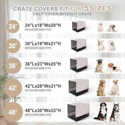 Explore Land Breathable Dog Crate Cover - 4 Sides Mesh Ventilation,Basic Pet Kennel Cover, All Sides Open, Universal Fit for 1 2 3 Doors 48 inches Wire Dog Crate （Dog Print ）