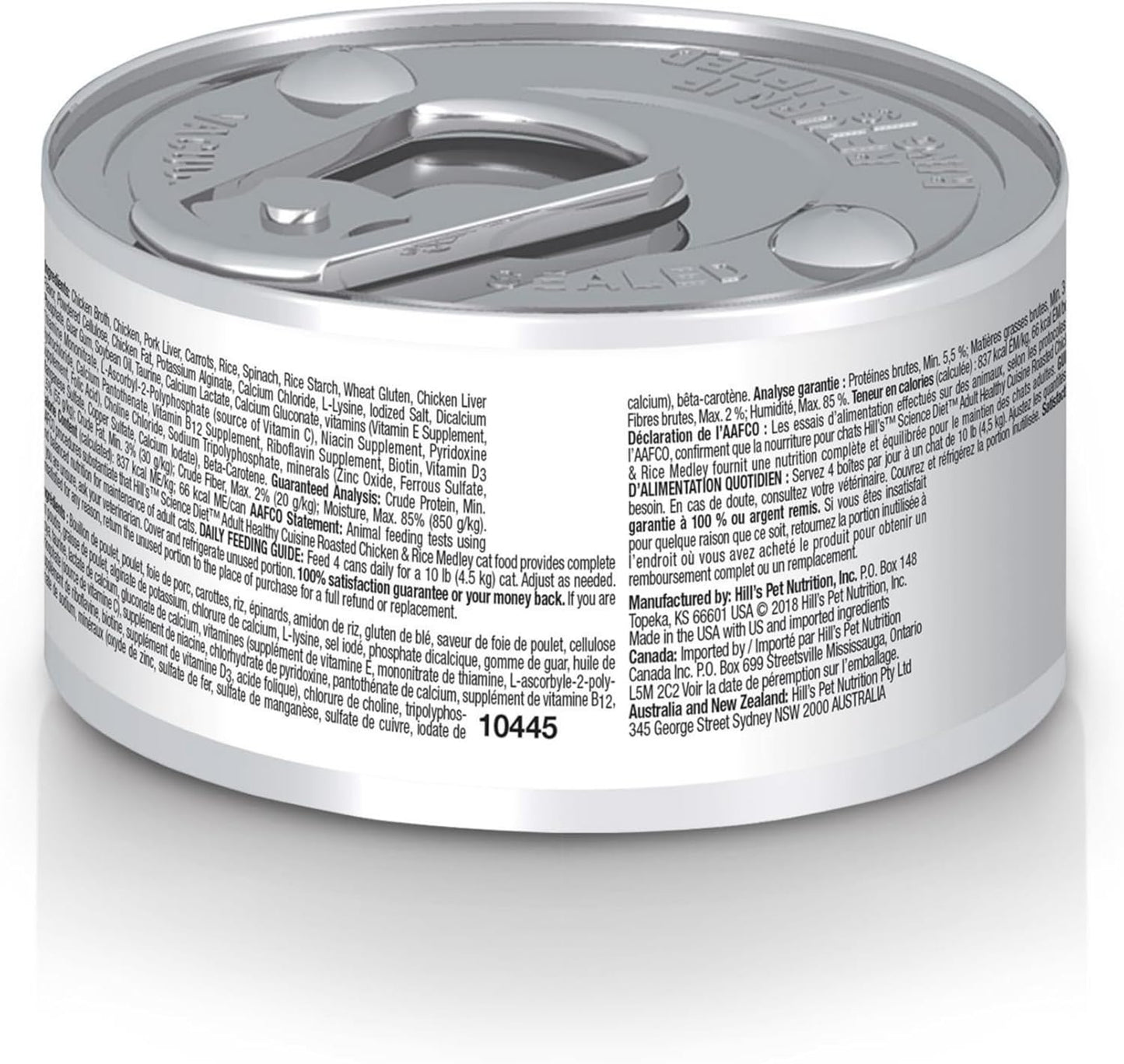 Hill's Science Diet Healthy Cuisine, Adult 1-6, Great Taste, Wet Cat Food, Roasted chicken & Rice Stew, 2.8 oz Can, Case of 24