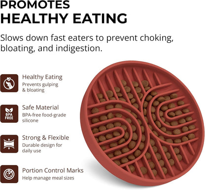 Slow Feeder Dog Bowls, Dishwasher Safe, Non-Slip Base, BPA-Free Slow Eating Dog Bowl (Mocha, 1-Pack)