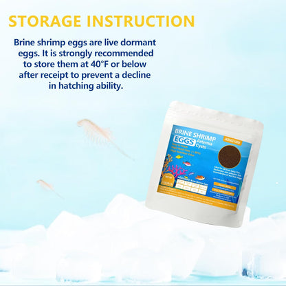 Brine Shrimp Eggs Fish Food - 90% Hatch Rate Artemia Cysts Aquatic Foods for Baby Aquarium Fish Freshwater Saltwater Fish 1 OZ