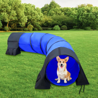 10 Foot Dog Agility Tunnel with Sandbags, 24 Inch Open Indoor Outdoor Dog Agility Training Equipment for Large Medium Small Dogs