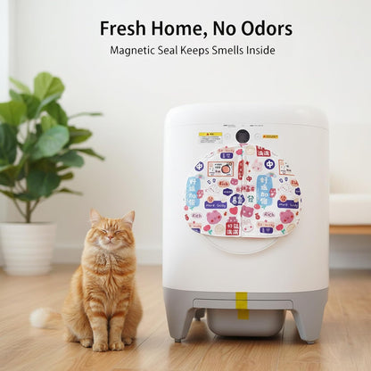 Curtain for Self Cleaning Cat Litter Box, Self-Cleaning Litter Box Curtain,Odor Blocker & Litter Scatter Shield for Cats,Easy Install, Universal Fit for Elliptical Openings (Red)