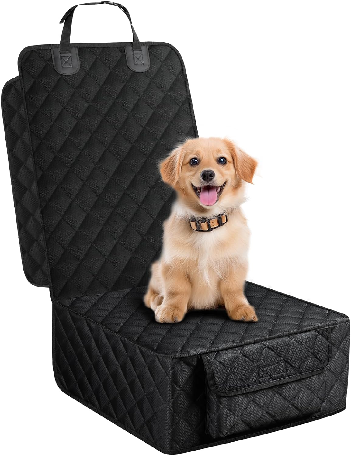 Dog Car Seat Cover for Front Seat, Waterproof Full Protection Pet Car Seat Cover with Side Flaps, Non-Slip Front Seat Protector with Pocket for Cars, Trucks, SUVs