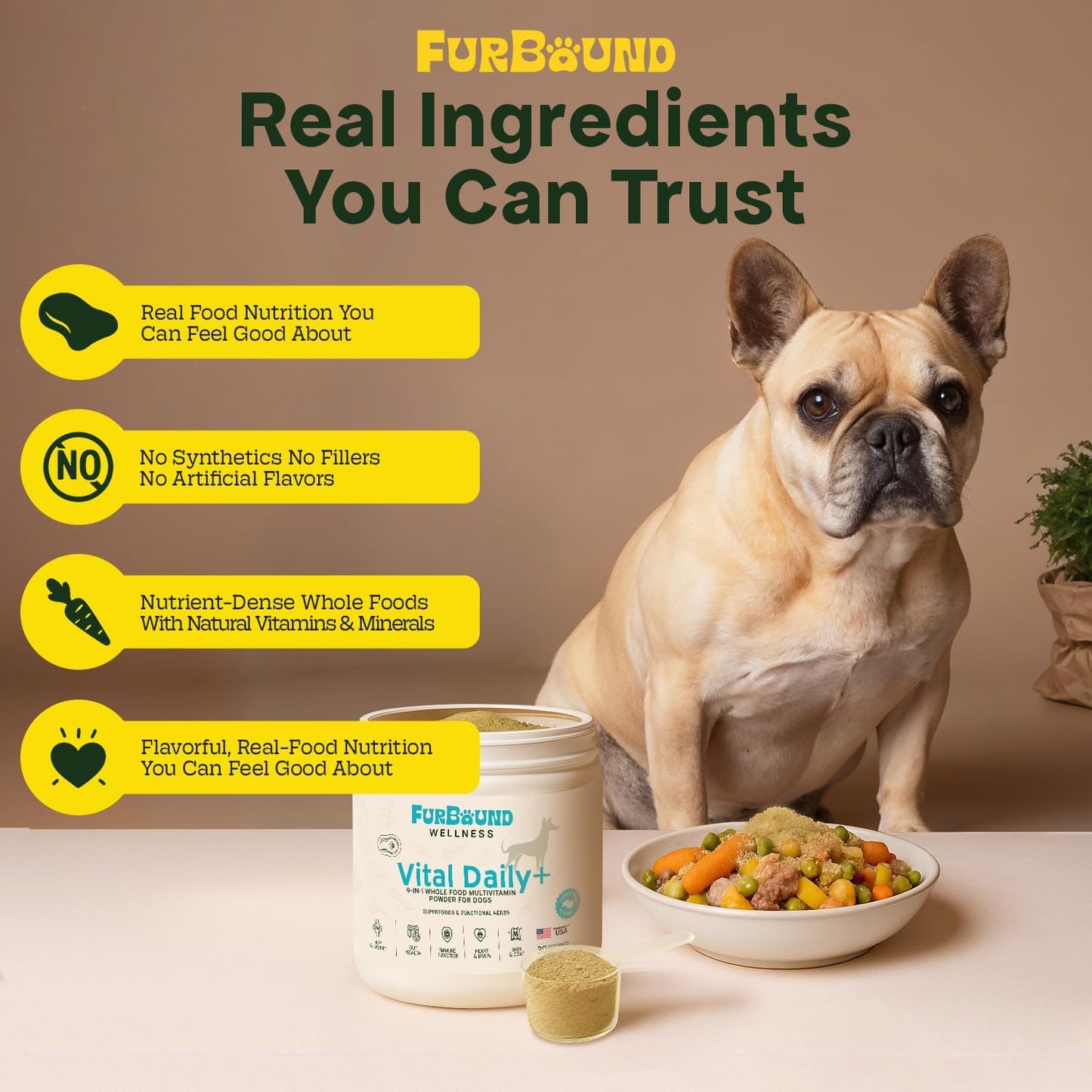 Dog Multivitamin Powder | 9-in-1 Whole Food Dog Vitamins and Dog Supplements That Supports Joint, Digestion, Skin & Coat, Immune, Cognition, Detox, Heart, Antioxidants (Cheesy Beef Flavor)