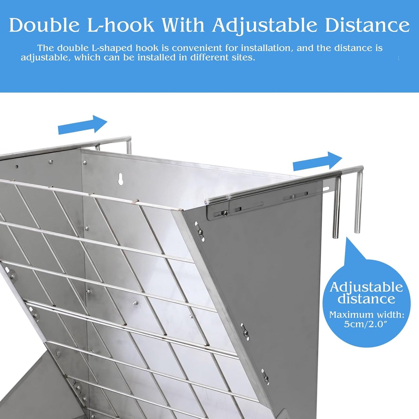 Heavy-Duty Hay Feeder,Combo Goat Horse Feeder for Hay and Grain,Galvanized Metal Wall Mounted Livestock Feeder with Adjustable Distance ﻿for Deer,Seep,Pony and Miniature Horses