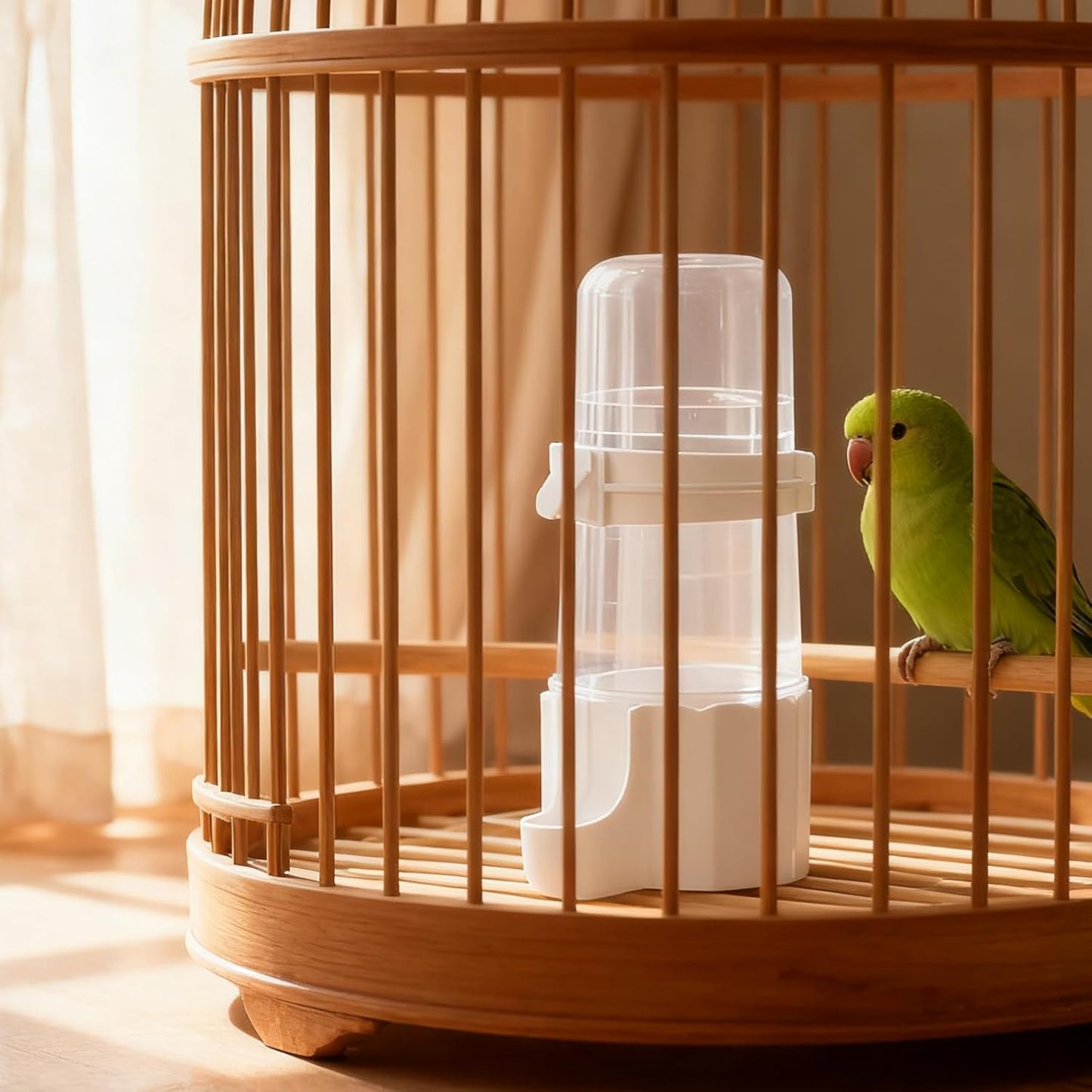 Small Animal Water Bottle No Drip, 8.29 Oz Transparent Auto-Add Food & Water Bottle for Hamster, Small Chicken, Parrot, Quail, Bird Water Dispenser for Wire or Acrylic Cage (Blue)