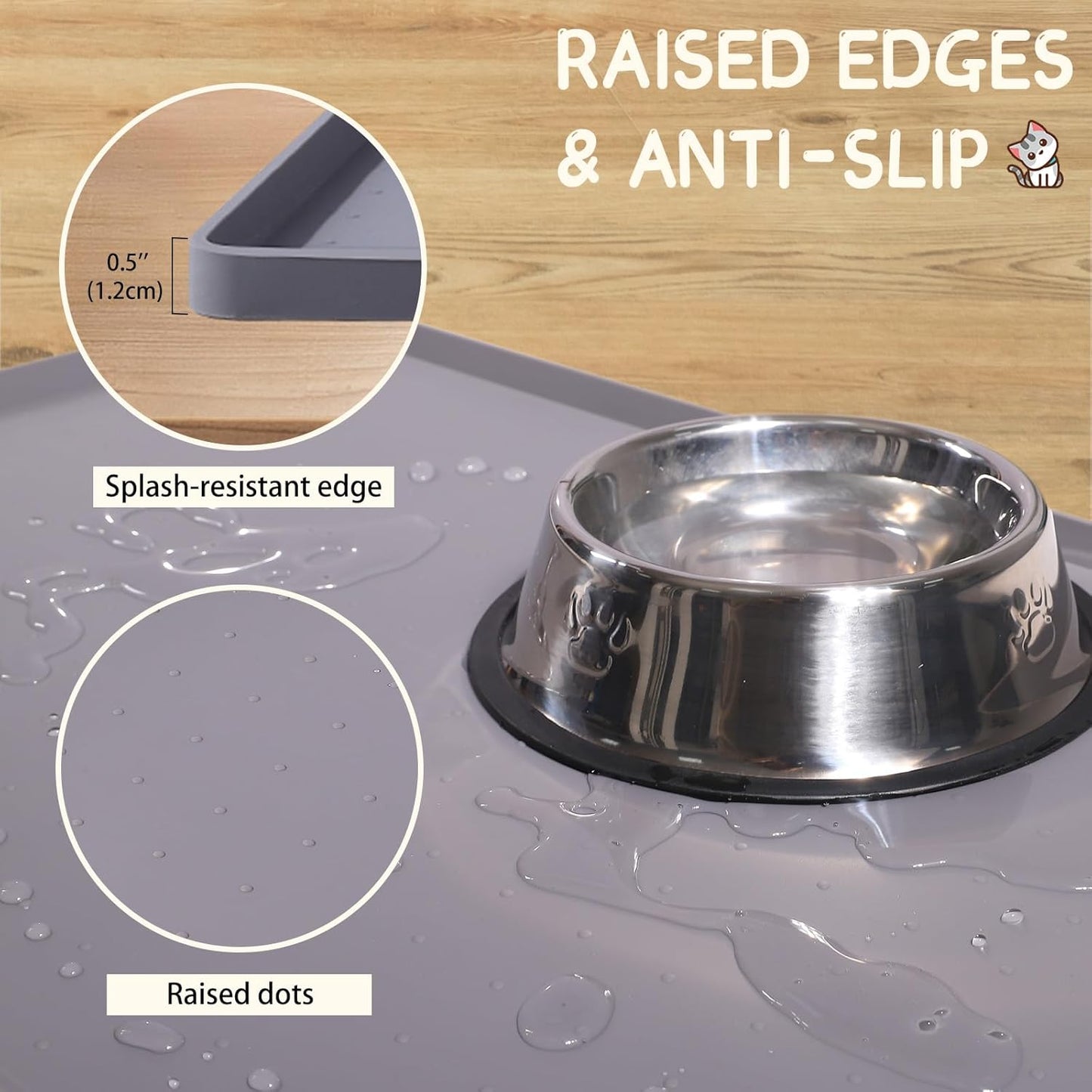 MateeyLife 2PCS Small Lick Mat for Dogs and Cats and MateeyLife Silicone Cat & Dog Food Mat for Floors Waterproof