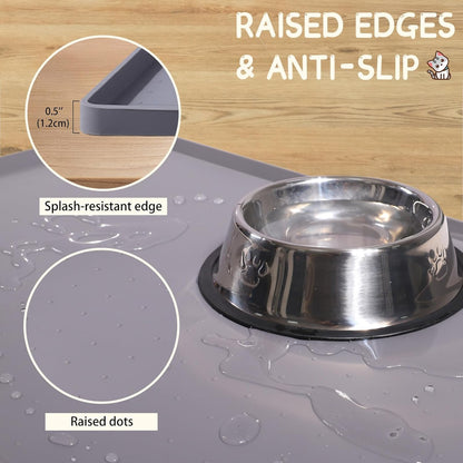 MateeyLife 2PCS Small Lick Mat for Dogs and Cats and MateeyLife Silicone Cat & Dog Food Mat for Floors Waterproof