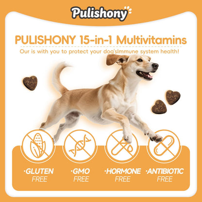 Multivitamin Treats for Dogs - Glucosamine Chondroitin for Joint Support + Digestive Enzymes & Probiotics - Grain Free Dog Vitamin for Skin & Coat + Immune Health+Liver Health - Chicken Flavor - 90ct