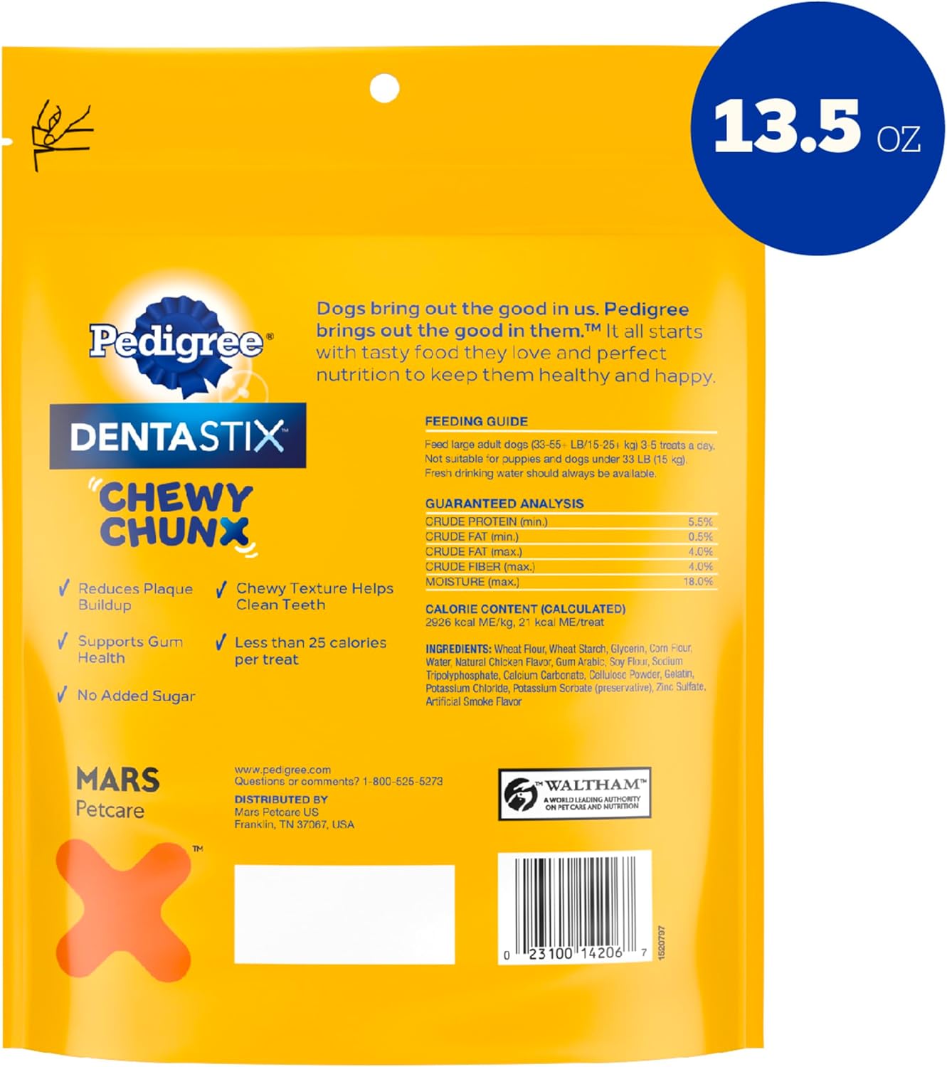 Pedigree Dentastix Chewy Chunx Large Dog Dental Treats Chicken Flavor, 13.5 oz. Bag