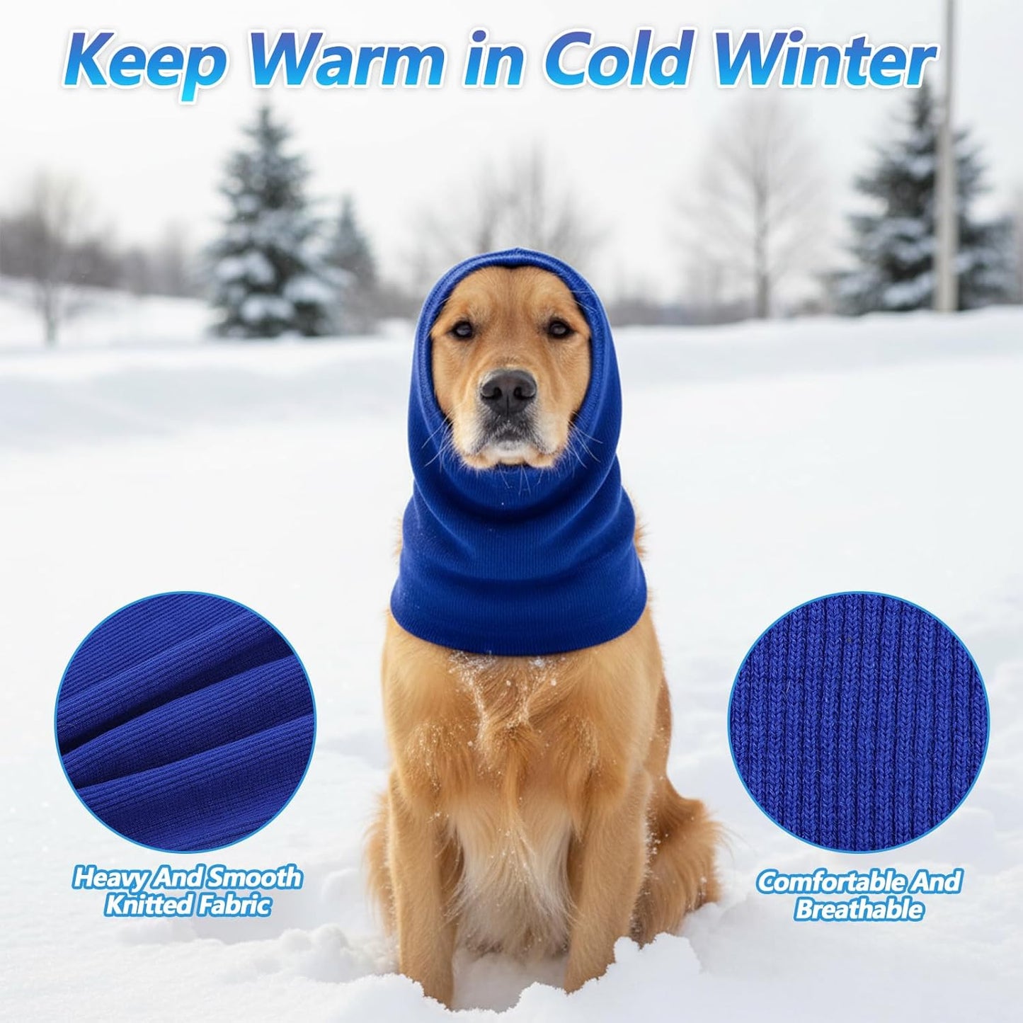 Dog Ear Muffs, Stretchy Hoodie for Dog, Non-Noise Blue Dogs Ear Muffs for Neck Warmer Bath Drying Noise Protection