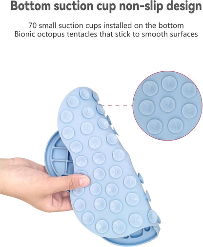 Lick Mat for Dogs, Dog Lick Mat, Cat Lick Mat, Dog Lick Mat with Suction Cups, Dog Licking Mat, Dog Peanut Butter Lick Pad, Puppy Lick Mat, Slow Feeders (Blue, 8.27in)