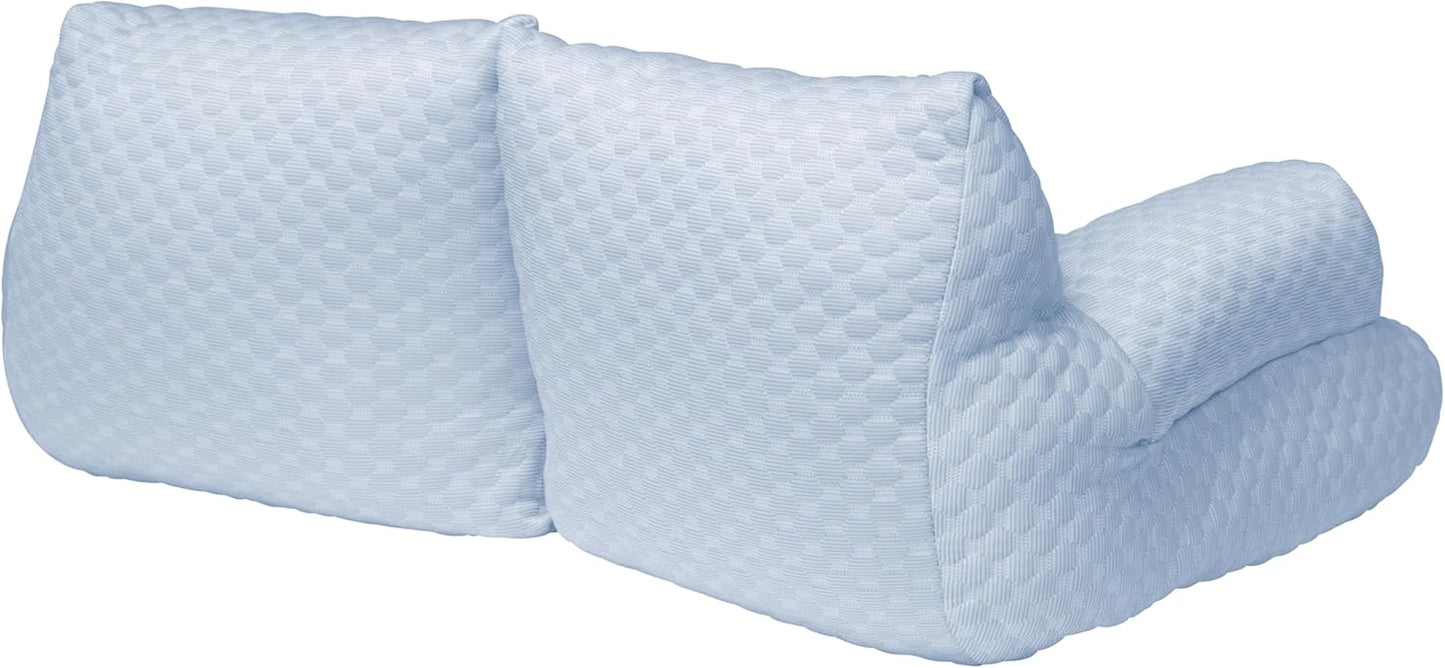 Paws & Purrs Cooling Pet Sofa Bed for Small Dogs or Cats, Breathable Fabric, Supportive Bolsters, Removable Washable Cover, Non-Slip Base, Sofa Pet Lounger Includes Mini Play Cushion, Blue