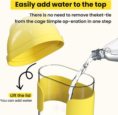 11 Fl Oz No Mess Hanging Water Dispenser,Leak-Proof Automatic Bird Water Feeder,Small Animal Water Bottle for Guinea Pigs,Chinchillas,Ferrets,Parrots,Squirrels,Rats,Bunnies (White)