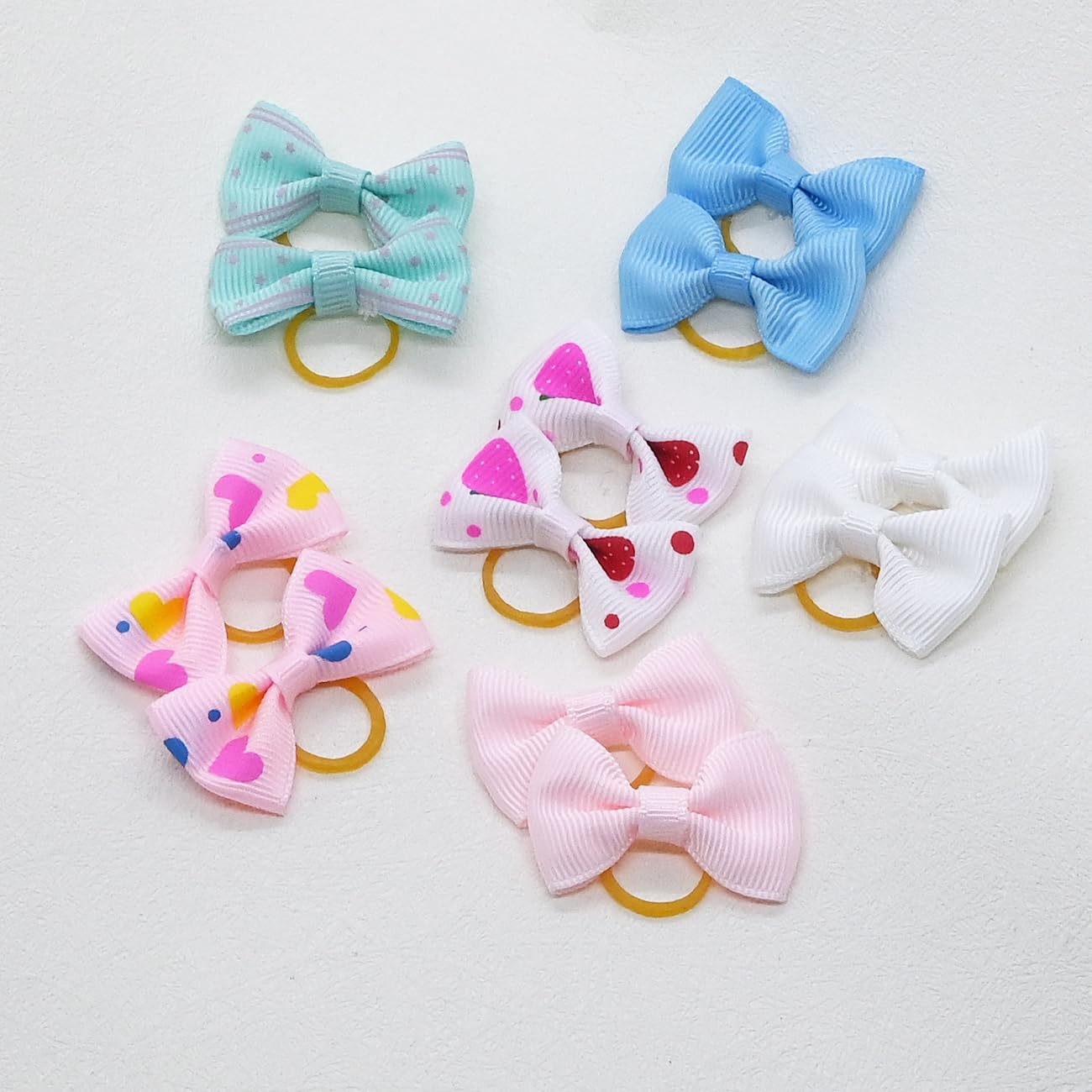 Dog Hair Bows Cute Puppy Dog Bowknot Hair Ties Bulk with Rubber Bands Hair Accessories Bow Pet Grooming Products 40PCS