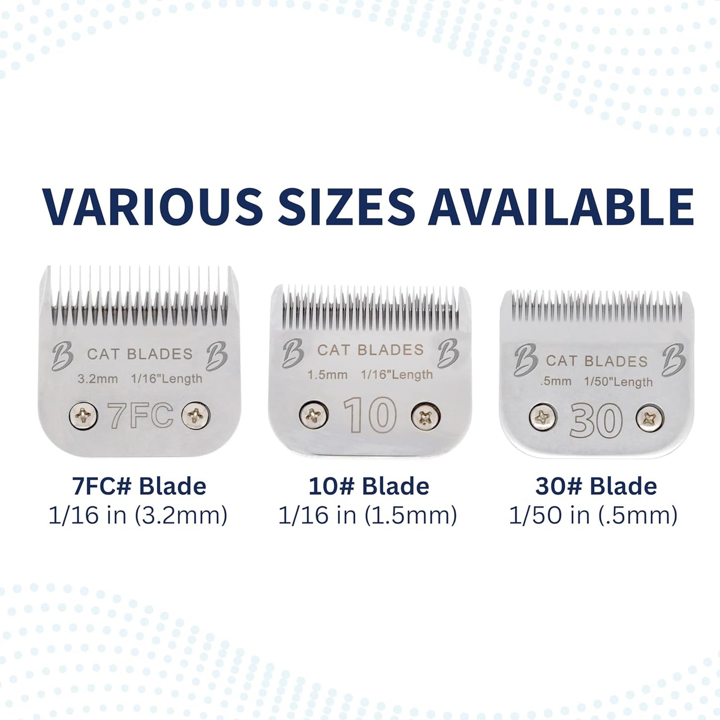 Detachable A Series 7f Blades for Cat Grooming Full Tooth Cuts Length 1/16" - 3.2mm Japanese High Carbon Stainless Steel Cat Grooming Supplies | Compatible A5 Series(7F Cat)