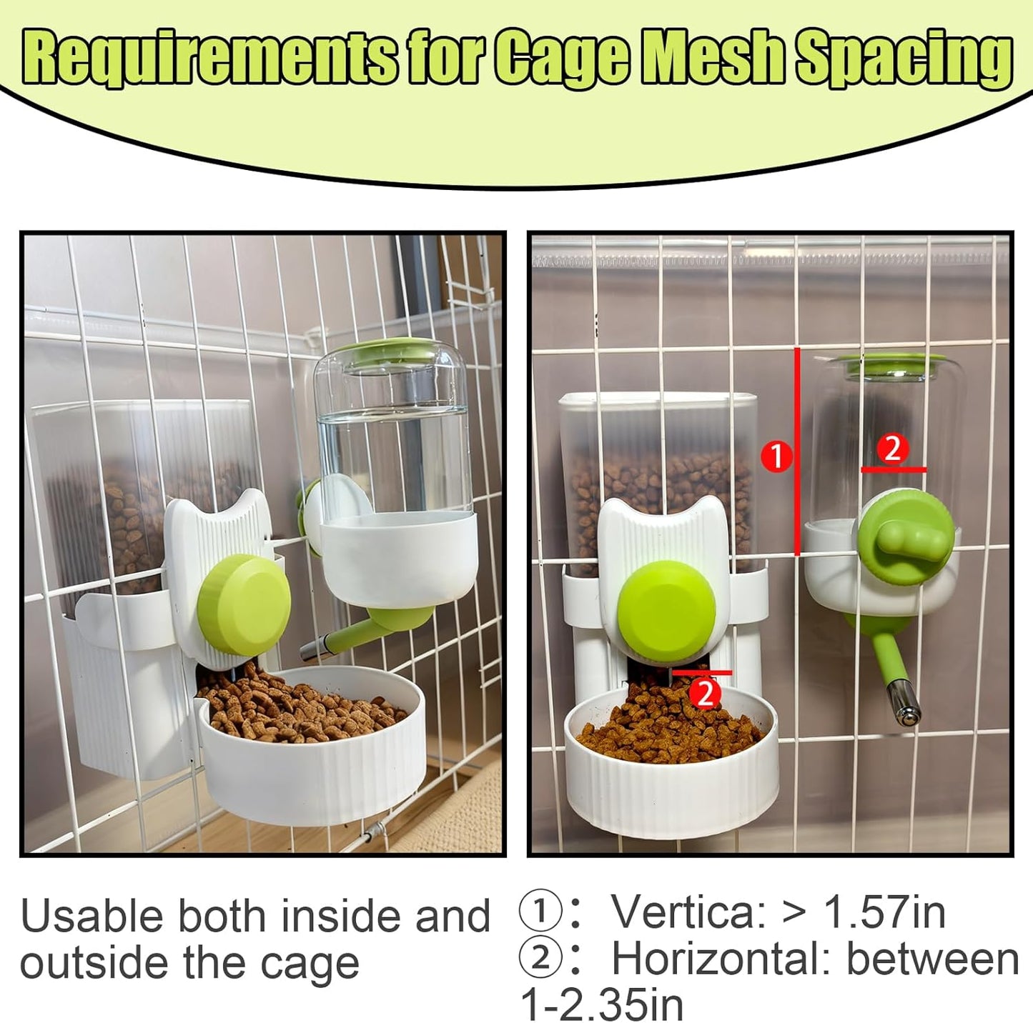 Rabbit Gravity Feeder Waterer Set Automatic Guinea Pig Food Water Dispenser Food Water Bowl Feeding Station for Puppy Kitten Guinea Pigs Chinchilla Hedgehog Small Animals (Green)