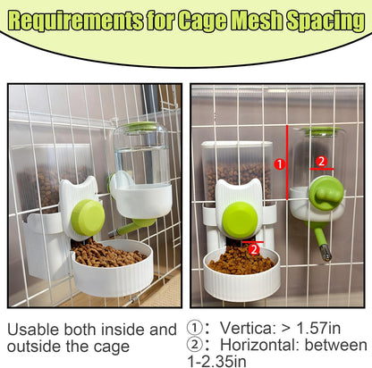 Rabbit Gravity Feeder Waterer Set Automatic Guinea Pig Food Water Dispenser Food Water Bowl Feeding Station for Puppy Kitten Guinea Pigs Chinchilla Hedgehog Small Animals (Green)