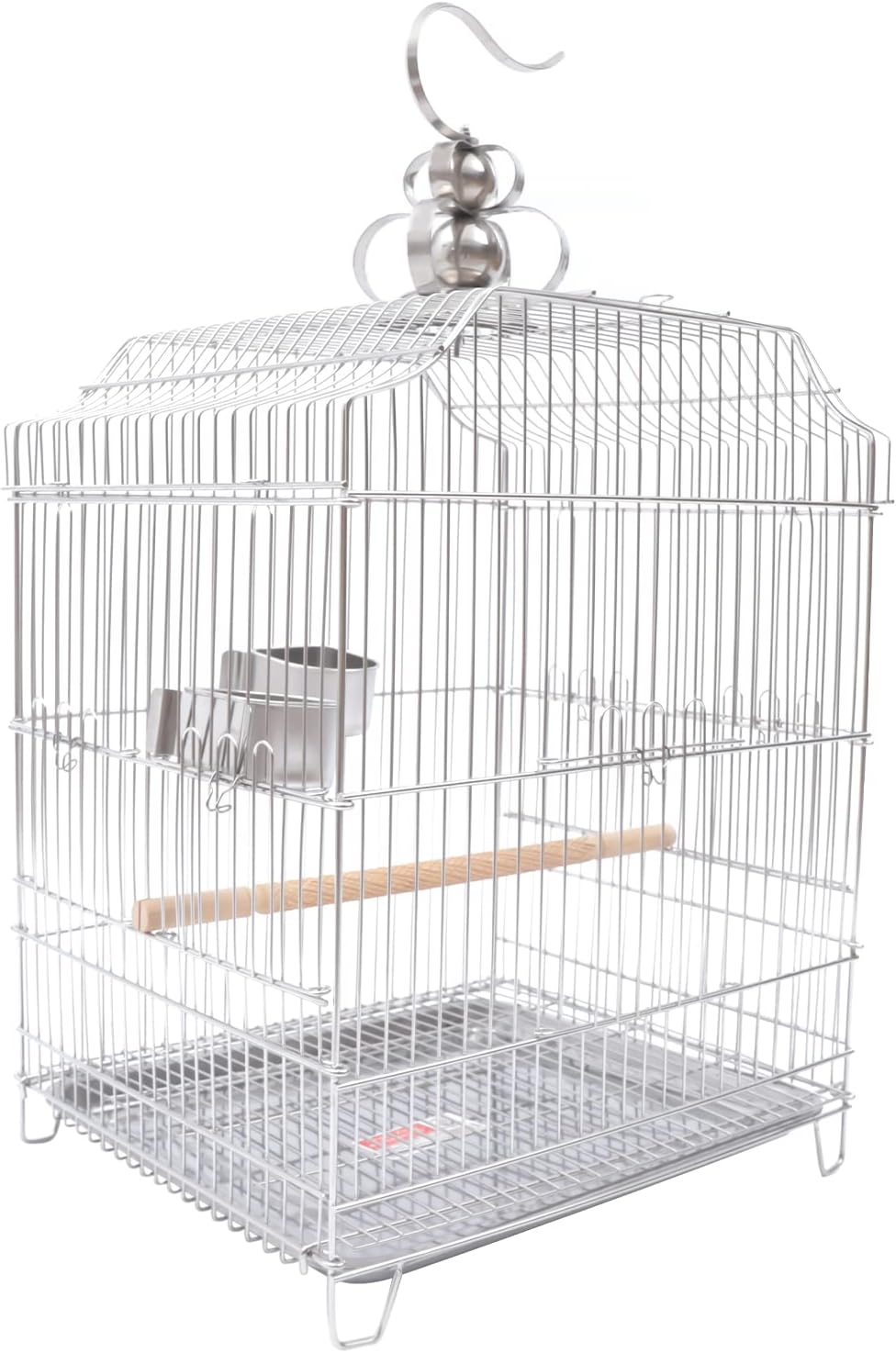 Bird Cage, Open Stand Upright Parrot Parakeet Cage with Rolling Stand, Large Metal Bird Flying Cage for Conure Cockatoo Sparrow Macaw Cockatoo Pet House, 16 x 14 x 20.4 Inch