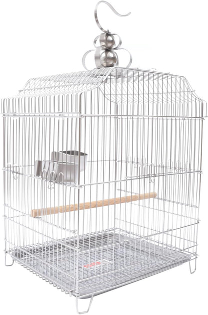 Bird Cage, Open Stand Upright Parrot Parakeet Cage with Rolling Stand, Large Metal Bird Flying Cage for Conure Cockatoo Sparrow Macaw Cockatoo Pet House, 16 x 14 x 20.4 Inch