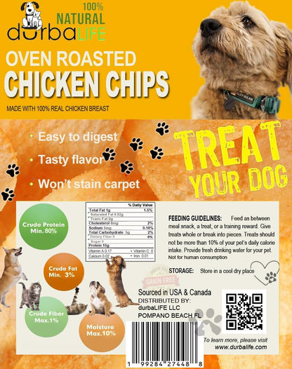 Chicken Chips Dehydrated Single Ingredient Treats for Dogs | Easy Chew | 1" Treat Size Ideal for Dog Training, Especially Puppies (6.0 oz (170g))