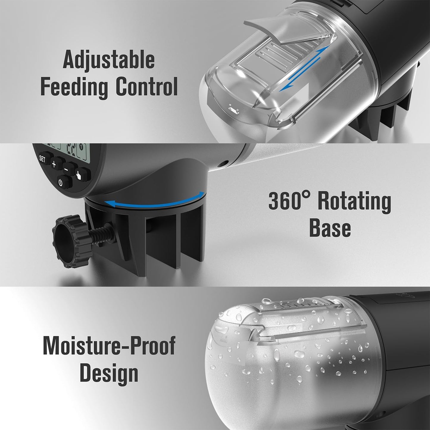 Automatic Fish Feeder for Aquarium, Vacation, 7, 14 Day Auto Dispenser with Timer, 200ml Large Capacity, Battery Powered, Ideal for Turtle/Fish Tank Aquarium Accessories, Batteries Included