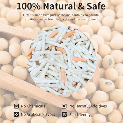 Flushable Tofu Cat Litter, Vanilla Scented – 2.5kg Bag, 100% Natural Plant-Based, Dust-Free, Fast Clumping, Odor Control, Low Tracking, Tofu Litter for Cats