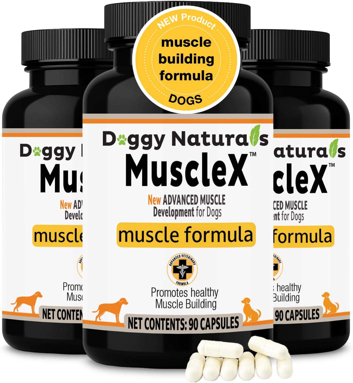 MuscleX™ Canine Muscle Formula Dogs with CaHMB 500 mg and Vitamin D3 - Natural Muscl Building Formula - Helps Reduce Muscle Loss Due to Normal Aging and Improves Recovery from Injury (270 Capsules)