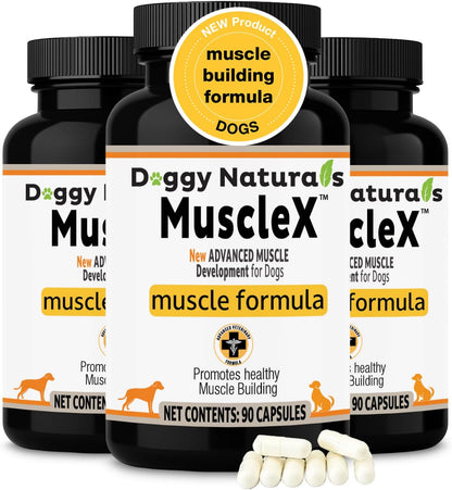 MuscleX™ Canine Muscle Formula Dogs with CaHMB 500 mg and Vitamin D3 - Natural Muscl Building Formula - Helps Reduce Muscle Loss Due to Normal Aging and Improves Recovery from Injury (270 Capsules)