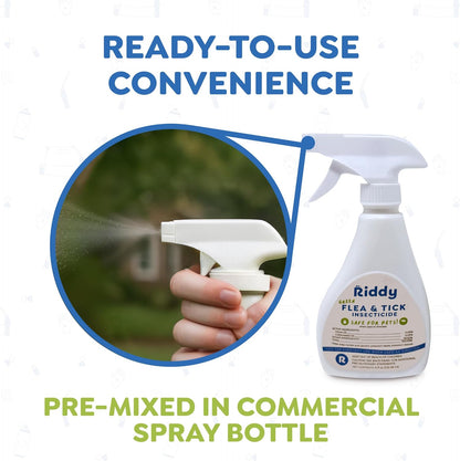 Riddy Flea & Tick Natural Spray for Pets with Essential Oils Safe Non-Hazardous Indoor and Outdoor Control, 8 oz