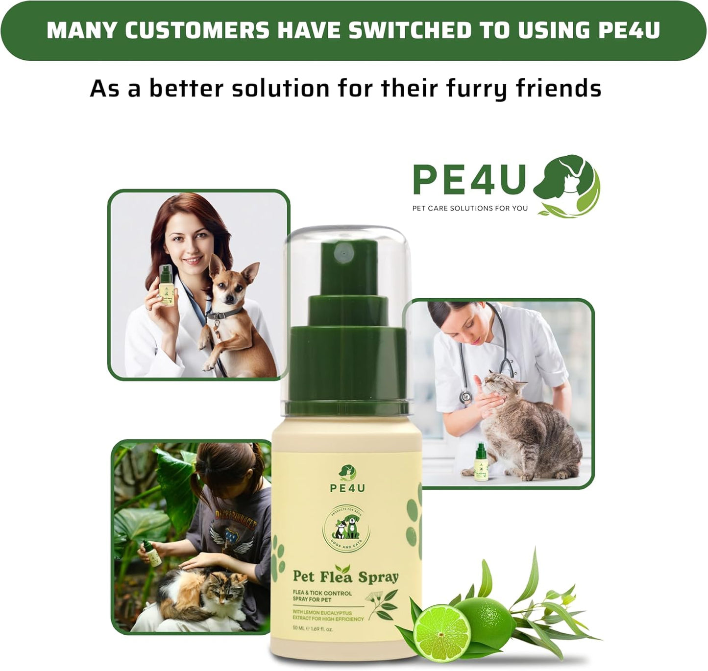 Natural Spray for Dogs & Cats - Itch Relief & Skin Soothing Spray with Eucalyptus Lemon Oil - Safe for Sensitive Skin, Reduces Irritation, Neutralizes Odor, and Protects Skin - [Spray + Shampoo]