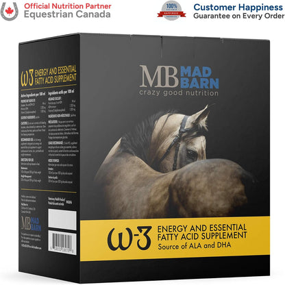 Mad Barn - W-3 Oil 5 L with Omega-3 DHA & Natural Vitamin E | Fat Supplement for Horses | Supports Healthy Skin & Shiny Coat