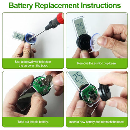 Reptile Terrarium Thermometer Hygrometer, Digital LCD Temperature & Humidity Gauge with Suction Cup, Vivarium/Tank Monitor for Bearded Dragons Geckos Lizards Snakes Turtles Frogs Amphibians
