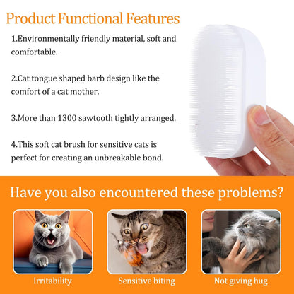 Gentle Cat Tongue Brushes Soft Cat Brush Comfortable Serrations Brushes Scratch-Free Removes Hair Mat Loose Fur Mimicking Maternal Lick Soothing Massage for Cats Enhancing Intimacy