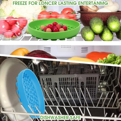 2 Pack Dog Slow Bowls, 7.9 x 1.7 Inch Silicone Medium Dog Slow Feeder Bowl Anxiety Relief Feeder Dogs Lick Mat, Non-Slip Licking Bowl Enrichment Toys, BPA Free, Dishwasher Safe